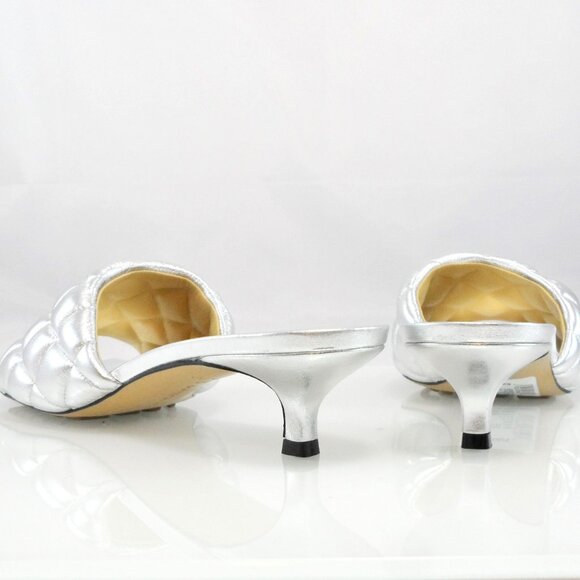 NIB$1200 Bottega Veneta Padded Quilted Metallic Kitten-Heel Slip-On Mules 40 10 - Picture 10 of 16
